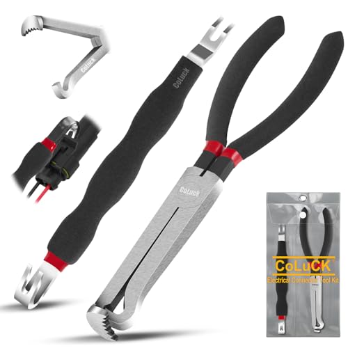 2Pcs Electrical Disconnect Pliers, Electrical Connector Pliers, Electrical Plug Removal Tool Electrical Connector Removal Tool, Automotive Electrical Terminal Connector Separator Removal Tool for Car - color: Black, size: Straight 2Pcs