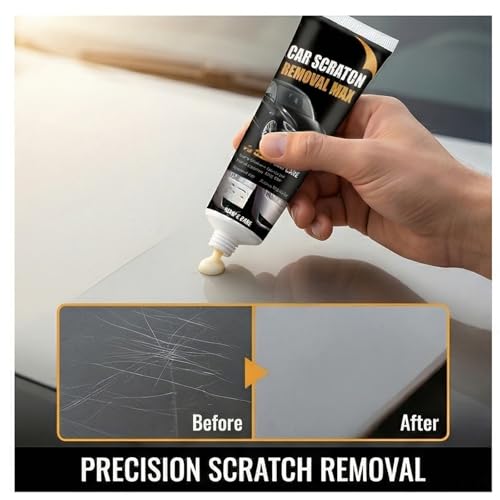 Car Scratch Remover Wax & Repair Paste - Erases Scuffs in 3 Seconds - Complete Kit with Sponge and Microfiber Cloth for Door Handle Scratches & Swirls - 120ml