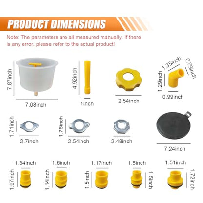 Craedli 15PCS No-Spill Coolant Funnel Kit, Spill Proof Coolant Filling Funnel Set, Radiator Flush Kit with Adapters, Universal Vehicle Antifreeze Bleeder Accessory for Most Cars (Yellow)