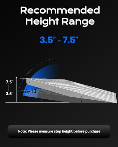 33'' L × 48'' W Shed Ramps for Lawn Mower, 1500lbs Heavy Duty Aluminum Threshold Ramp for Riding Lawn Mower, ATVs & Tractor, Non-Slip Entrance Transition Ramp for Sheds, Barns, Garages