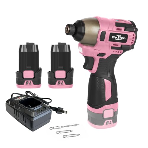 140Nm 17V Brushless Impact Screwdriver with 2 Batteries (Pink) | LAZYLAND Cordless Impact Driver Set with 3 Adjustable Speed, and Led Work Light - color: Pink, size: 17V Brushless Screwdriver