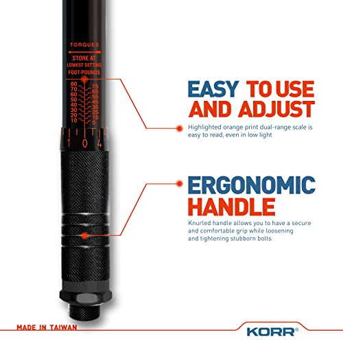 KORR Tools KTW002 3/8-Inch Drive Click Torque Wrench (5-80 ft.-lb.)