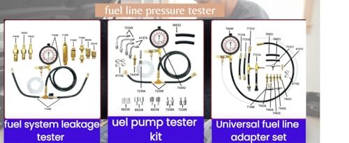 Fuel Injection Pressure Tester Kit 0-140 PSI, Universal Fuel Pump Pressure Gauge Set with Quick Release Valve, Reinforced Hoses & Multi-Size Adapters for Gasoline Engine Diagnostic (((TU-443Red))) | Fuel Injection Pressure Tester Kit 0-140 PSI