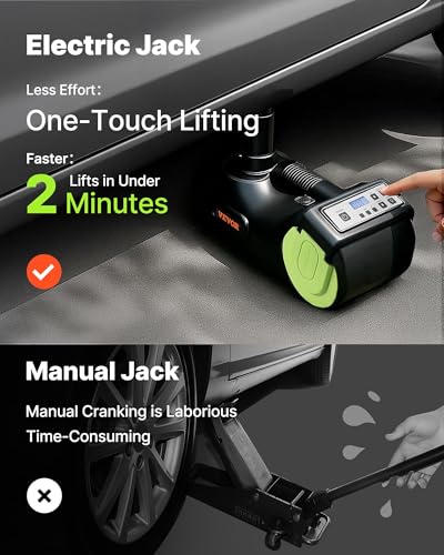 VEVOR Electric Car Jack 5 Ton Car Jack Hydraulic with Electric Impact Wrench, LED Light Hydraulic Auto Repair Tool, 135-360 mm Lifting Range for SUV MPV Sedan Truck Repair