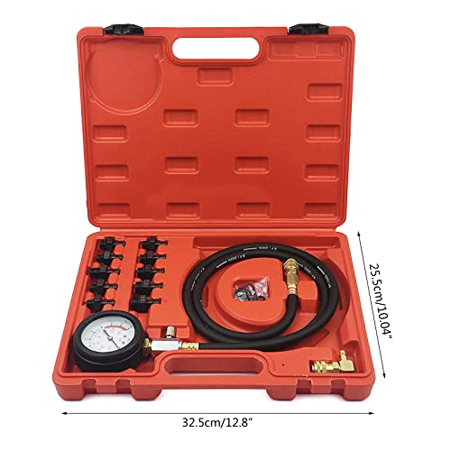 Engine Compression Tester Kit Petrol Fuel Cylinder Pressure Gauge Automotive Gauge Tool Set Testing Range 0-140 Oil Pressure Tester Kit & Tool for Engine Diagnostic