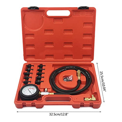 Engine Compression Tester Kit Petrol Fuel Cylinder Pressure Gauge Automotive Gauge Tool Set Testing Range 0-140 Oil Pressure Tester Kit & Tool for Engine Diagnostic
