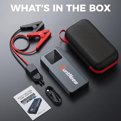 Jump Starter Power Bank 16000mAh, 12V Heavy-Duty Battery Booster for 8.0L Gas/6.5L Diesel Vehicles (Cars, Trucks, SUVs, ATVs), with PD 60W Fast Charging & LED Emergency Light