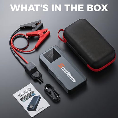 Jump Starter Power Bank 16000mAh, 12V Heavy-Duty Battery Booster for 8.0L Gas/6.5L Diesel Vehicles (Cars, Trucks, SUVs, ATVs), with PD 60W Fast Charging & LED Emergency Light