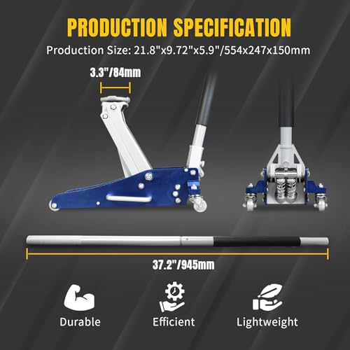 YELLOW JACKET Floor Jack 1.5 Ton Hydraulic Low Profile Aluminum and Steel Car Jack Lightweight Service Jack with Quick Lift Dual Pump, 3300 lbs Capacity - color: Aluminum & Steel, size: 1.5T low profile dual pump