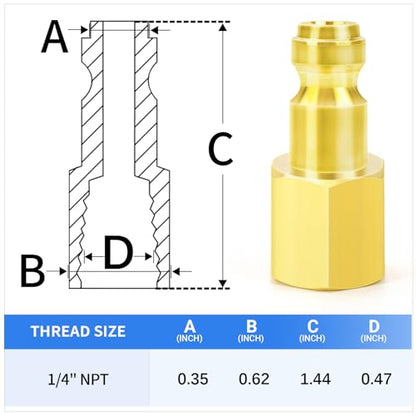 ChillWaves Automotive T-Style Air Plug, 1/4" NPT Female Pneumatic Plugs, Air Compressor Accessories Fittings(10-PACK) - size: 1/4" FNPT, style: PACK OF 10