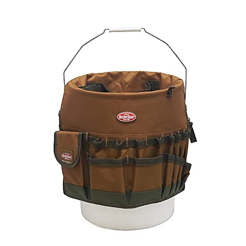 Bucket Boss The Bucketeer Bucket Tool Organizer in Brown, 10030 and Custom Leathercraft1140 EasySeat Lightweight Plastic Bucket Seat for 3 1/2 - 5 Gallon Buckets,Black