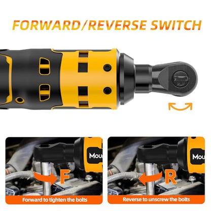 3/8” Cordless Ratchet Wrench DeWalt 20V Compatible, 74 Ft-Lbs Brushless Electric Ratchet, Variable Speed, 1/4" Adapter + 3"/6"/10" Extensions, Auto Repair(No Battery)
