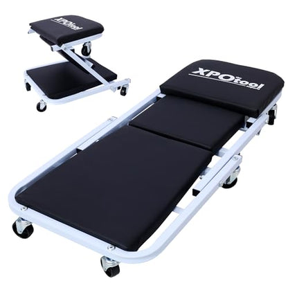 36" 2-in-1 Z Creeper Seat & Mechanic Creeper, 300 Lbs Capacity, Low Profile with 6 Casters for Garage & Shop (Gray+Black) - color: Grey Black