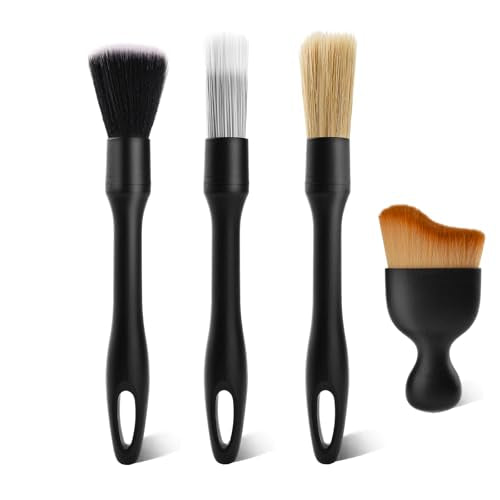 4PCS Car Detailing Brush Kit - Ultra Soft Boars Hair Car Interior Detailing Brushes, Includes 4 Different Brushes, Multi-use for Cleaning Interior or Exterior - Perfect Car Accessory Gift - size: 4PCS-A