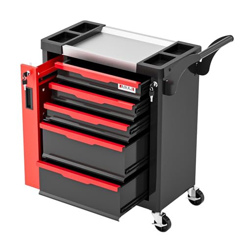 5-Drawer Tool Chest with Wheels, Rolling Tool Chest with Side Drawer,Tool Cabinet Drawers lockable,Tool Cart with Top compartment,for Garage Storage,Workshop,Home,Safety Rounded Corner Anti-collision - style: 5-Drawer