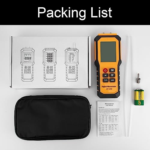YZT Meter Manometer Air Pressure Meter, Digital Differential Pressure Gauge, HVAC Gas Pressure Meter Dual-Port Manometer Gas Pressure Tester (9v Battery Included)… - style: 1/8 Inches Diameter Port