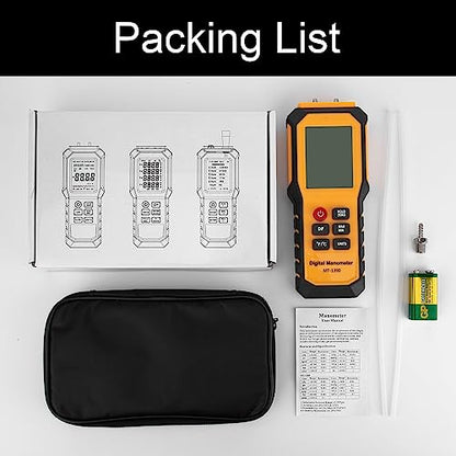 YZT Meter Manometer Air Pressure Meter, Digital Differential Pressure Gauge, HVAC Gas Pressure Meter Dual-Port Manometer Gas Pressure Tester (9v Battery Included)… - style: 1/8 Inches Diameter Port