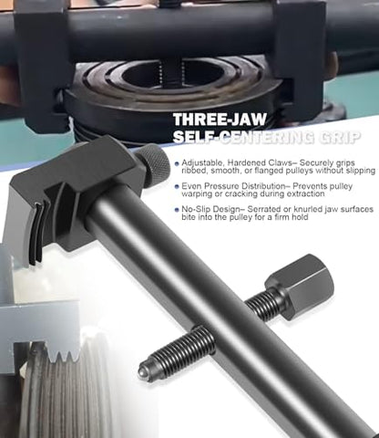 Bonbo Universal Ribbed Drive Pulley Crankshaft Remover Tool for A/C Unit Water Pumps Automotive, Adjustable Timing Puller