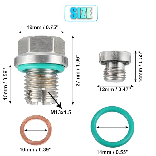 X AUTOHAUX 1 Set M14-1.5 x 15mm Oversize Piggyback Oil Drain Plug Stainless Steel Self Tapping Oil Pan Thread Repair Kit for Car Motorcycle Silver Tone - size: M14-1.5 x 15mm