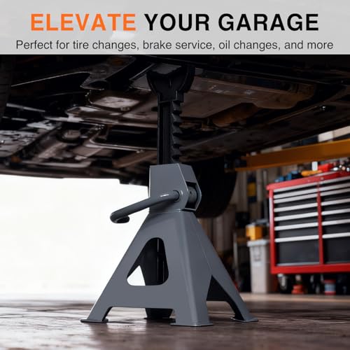 Nilight Jack Stands, 2 Ton (4,400 lbs) Capacity Heavy Duty Steel Car Lifting Stand, Adjustable Height 10.6" to 16.2", 1 Pair - size: 2T
