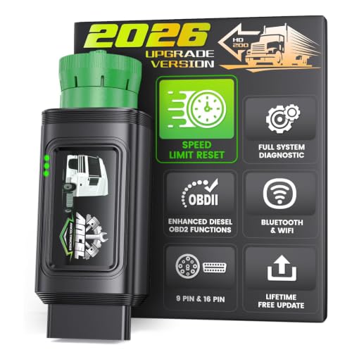 ANCEL HD200 Heavy Duty Truck Scanner, Truck & Diesel Scanner Diagnostic Tool with Full-System HDOBD/OBD2, Speed & Idle Reset for Cummins & Caterpillar, J1939/J1708 Scan Tool, Lifetime Free Updates