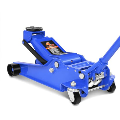 PM PERFORMOTOR Low Profile Hydraulic Trolley Service/Floor Jack, 4 Ton (8000 lbs) Capacity, Lifting Range 4.5"-20", Blue, PM-TOL-FJ40-BL - color: Blue