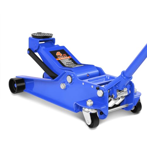 PM PERFORMOTOR Low Profile Hydraulic Trolley Service/Floor Jack, 4 Ton (8000 lbs) Capacity, Lifting Range 4.5"-20", Blue, PM-TOL-FJ40-BL - color: Blue