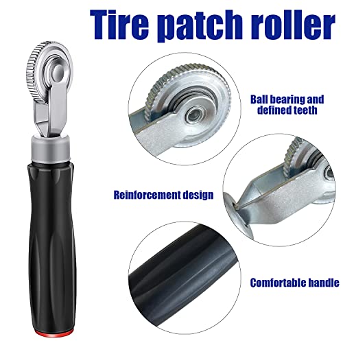 Tire Repair Patch Tool Kit Including 24pcs Tire Patch Plugs, Tungsten Buffing Wheel, Tire Patch Roller with 4mm Twist Drill Bits for Vehicle - size: Tire Repair Kit