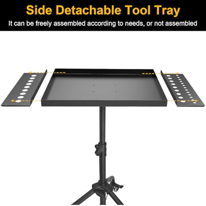 Rolling Tool Tray Cart, Mobile Work Table Tool Tray with 2 Tool Holder Metal Tattoo Tray Height Adjustable, Tool Table Rolling Utility Cart, Tray Cart Tool Storage for Salon Garage Bike Work Shop