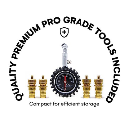 BOULDER TOOLS Automatic Tire Deflator Kit - Adjustable 0-80 PSI Air Down Tire Deflators with Gauge for Jeeps, Trucks, 4x4 & Off Road Vehicles