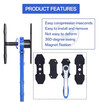 Professional Car Brake Piston Caliper Press Tool Set | Press Tool Set Includes Ratcheting Spreader, 4pcs Hangers, and 360-Degree Brake Caliper Press Ratchet