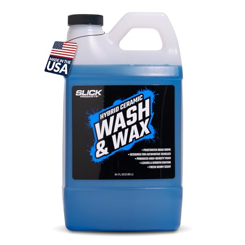 Slick Products Hybrid Ceramic Wash & Wax Super Concentrate – Extra Thick Foaming Car Shampoo & Motorcycle Wash Soap with Wax Protection – Perfect for Foam Cannon – 64 oz.