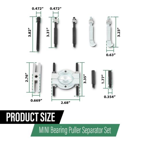 GRAND ORANGE Mini 9PCS Bearing Puller Separator Set 30-50mm | 45 Steel Gear Pulley Removal Tool Kit Fit Removing Bearings Gears Wheels from Shaft