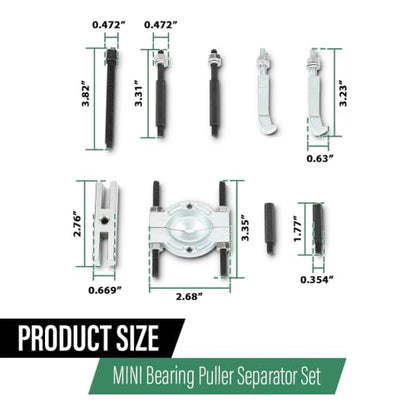 GRAND ORANGE Mini 9PCS Bearing Puller Separator Set 30-50mm | 45 Steel Gear Pulley Removal Tool Kit Fit Removing Bearings Gears Wheels from Shaft