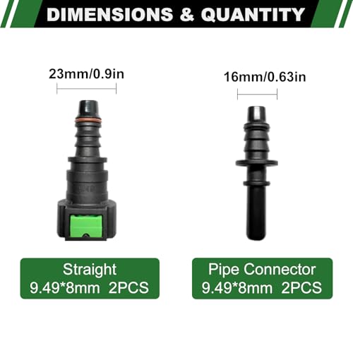 2 Sets Fuel Line Quick Connect Straight Fittings, 9.49mm to ID 8mm | Nylon Fuel Line Connectors Straight Pipe Connector, Quick Release Fuel Connector - color: 2 Sets Fuel Line Quick Connect SAE 9.49mm to ID 8mm