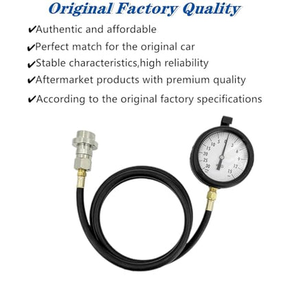 Diesel Fuel Pressure Tester Gauge Assembly TU-32-6 6.6L,Fits for GM Duramax Diesel Fuel System Test Kit, with Quick Coupler (30 inHg - 15 PSI, 6FT)