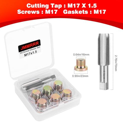 Oil Drain Plug Tap Thread Repair M17x1.5MM Oil Pan Screws Rethread | Oil Drain Plug Thread Repair Tool Kit Oil Pan Screws Rethread Tool - size: M17 X 1.5MM