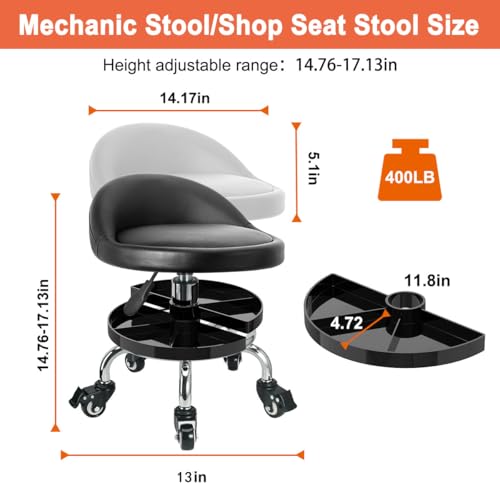 JOSTZHXIN Garage Mechanic Stool Chair Rolling Shop Chair, Height Adjustable Garage Shop Seat, Low Stools with Storage Tray, Rolling Stool for Salon SPA Tattoo (Style 2) - style: Style 2