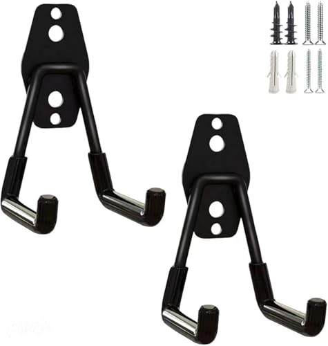 SMARTOLOGY Heavy-Duty Utility Hooks, Wall Hanger, Small 2 Pack, 3 inch Long 2.5 inch Wide, for Garage, Indoor and Outdoor, Ladder Hanger Accessories - color: 2 Pack Small Black Hooks