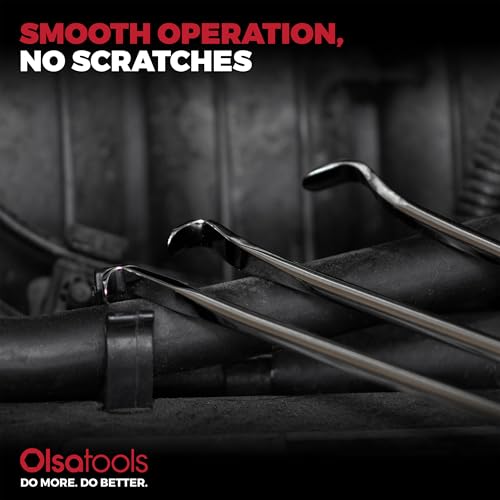 Olsa Tools Flat Pick and Hook Set - 3pc Non-Marring Pick Tools - Automotive O-Ring & Seal Removal Hook Set - Durable Steel Flat Tip Picks with Ergonomic Handles - Professional-Grade - Part: 1815