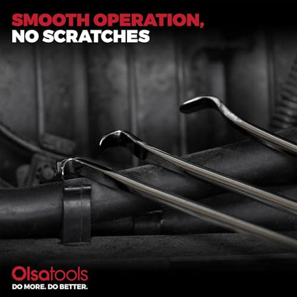 Olsa Tools Flat Pick and Hook Set - 3pc Non-Marring Pick Tools - Automotive O-Ring & Seal Removal Hook Set - Durable Steel Flat Tip Picks with Ergonomic Handles - Professional-Grade - Part: 1815