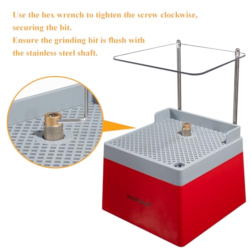 Stained Glass Grinder Mini DIY Grinding Tool, 9V 3.5A Portable Glass Grinder Kit with 5/8" Diamond Grinder Bit for Glass Processing Arts Etc. (Red) - color: Red