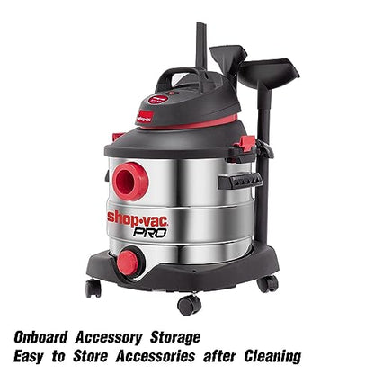 Shop-Vac 8 Gallon 6.0 Peak HP Wet/Dry Vacuum, Stainless Steel Tank, Portable Shop Vacuum with Multifunctional Attachments for Jobsite, Garage & Workshop. 5989400 - size: 8 Gallon