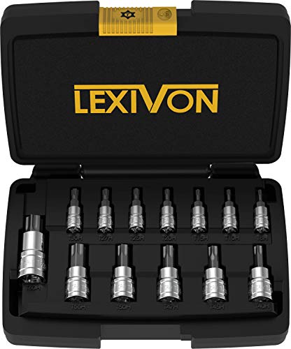 LEXIVON Tamper Proof Torx Bit Socket Set, Premium S2 Alloy Steel | 13-Piece Security Star T8 - T60 Set | Enhanced Storage Case (LX-146) | 13-Piece Security Star T8 - T60 Set, Enhanced Storage Case (LX-146)