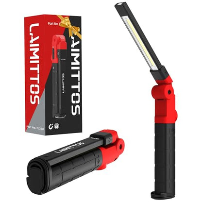 Rechargeable Work Light 2200mAh Magnetic LED Work Light Flashlight Mechanic Light Tool for Men Him, Foldable Lamp with Hook for Car Repair Emergency BBQ Grill - style: 350 Lumens