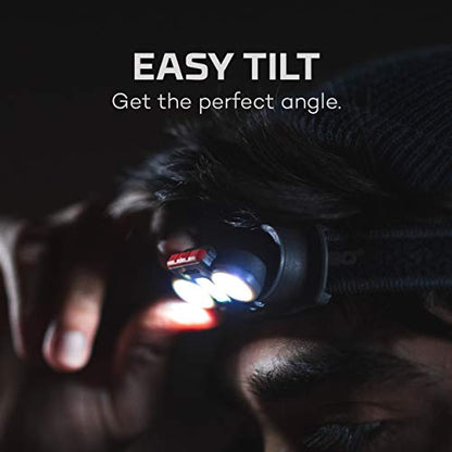 NEBO Einstein 750 Lumen Outdoor Compact Easy Tilt Camping Headlamp with Red Light and Turbo Modes, Includes 4 AAA Batteries and Adjustable Strap - style: 750 Lumens
