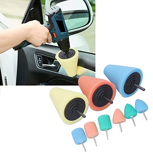 9Pcs Polishing Cone, Multifunctional Sponge Buffing for Automotive Car Wheel Hub Care, Wheel Polishing Kit for Electric Drills, Mold Grinders