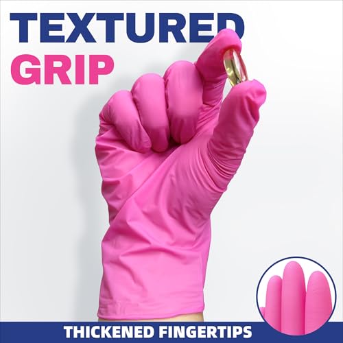 Beastek Nitrile Disposable Exam Gloves, 4Mil 100Ct Powder-Free Latex-Free Food-Safe for Cooking Medical Esthetician, Hot Pink - color: Small (Hot Pink)