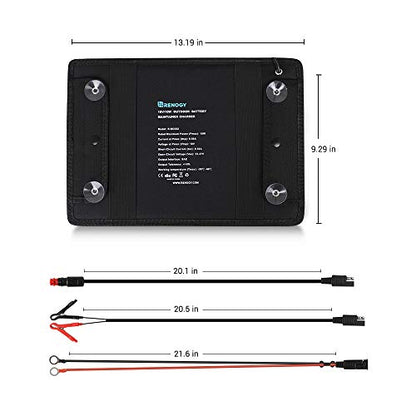 Renogy 10W Solar Trickle Charger Portable Battery Maintainer with Lighter Plug/Alligator Clips/Battery Cables for Car Boat Marine Motorcycles Truck - size: 10W