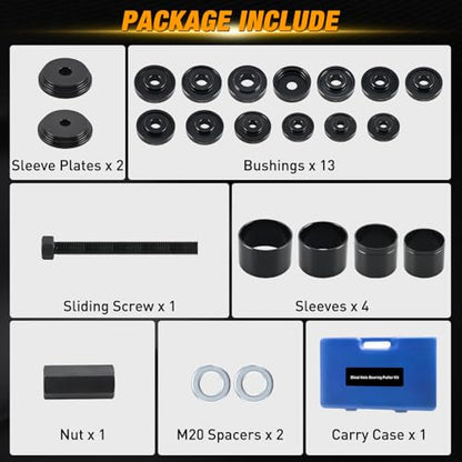 GOOACC Wheel Bearing Removal Tool Kit, 23PCS Wheel Bearing Press Kit for Front Wheel Drive Bearing Removal & Installation Universal Hub Bushing Press Sleeves Puller Tool Set with Sliding Screws Blue - color: 23pc Wheel Bearing Removal Blue